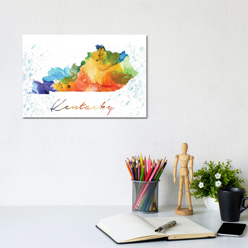 Kentucky State Colourful - Wrapped Canvas Print, 20.32cm H x 30.48cm W