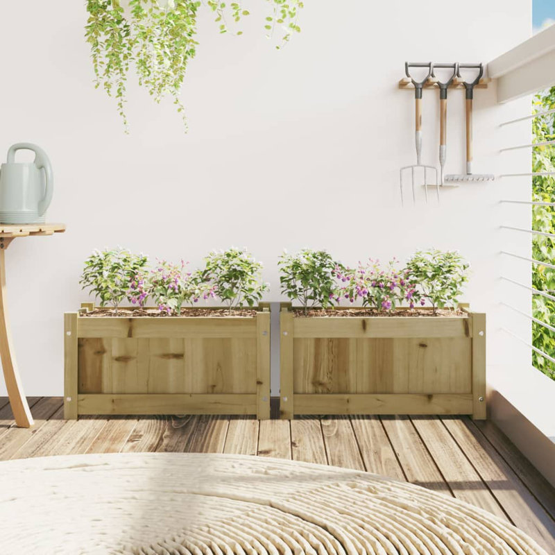 Wooden Kogut Flower Box, 12.20" H x 23.62" W x 12.20" D, Brown, 2