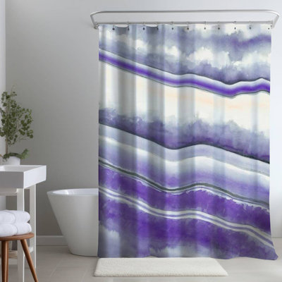 Purple Geode – Abstract Mineral Home – Polyester Shower Curtain, Dye Sublimation Print, 71" W × 74" L