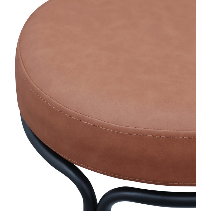 Tabouret de comptoir pivotant 26,5 po Skyelee, Cuir cognac végétalien