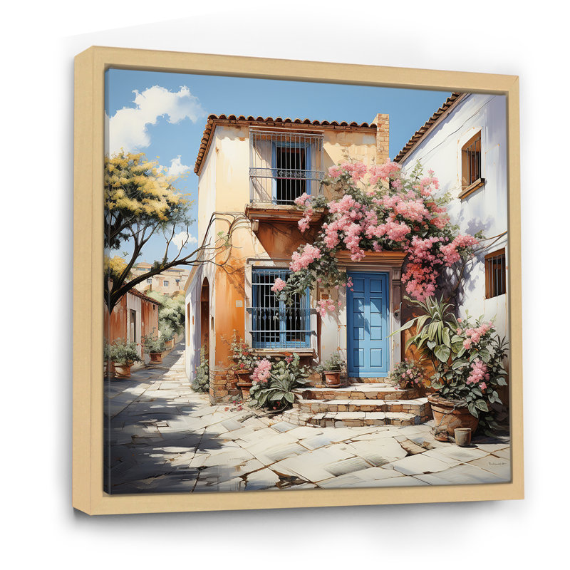 «Mexico Colonial Charm» - art mural mexicain, H 36 po x l 36 po x P 1,5 po, Cadre flottant brun