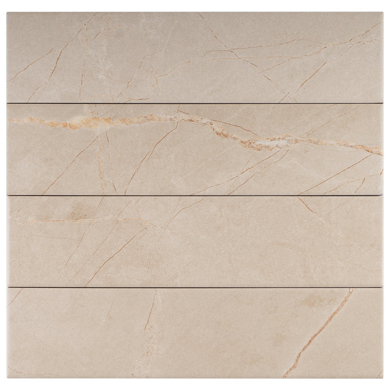 Elegance Subway 3.15 in. x 12.99 in. Matte Porcelain Marble look Floor and Wall Tile, Beige