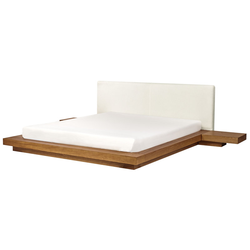 Ronish Upholstered Bed, Light Brown/White, Super King (6')