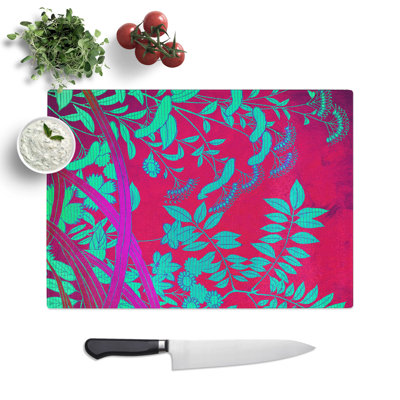 Floral Mural Maroon Chopping Board