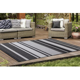 Colaine Gray Stripes Polyester Living Room Carpet