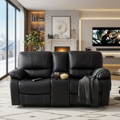 Nickki 73.2" W Faux Leather Reclining Loveseat