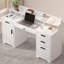Bureau de direction blanc de 58 pouces avec bureau Storag, bureau de 58 pouces blanc avec 6 tiroirs, bureau de rangement avec rangement, bureau rustique, bureau rustique 