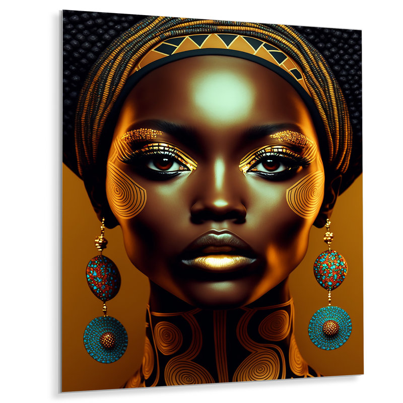 Décoration murale Harlym, portrait d'une femme africaine glamour en métal, H 32 po x l 16 po x P 1 po