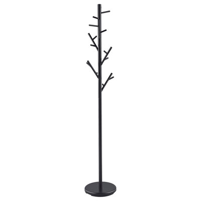 Freestanding Black Coat Rack with 18 Sturdy Hooks for Home Entryway Storage