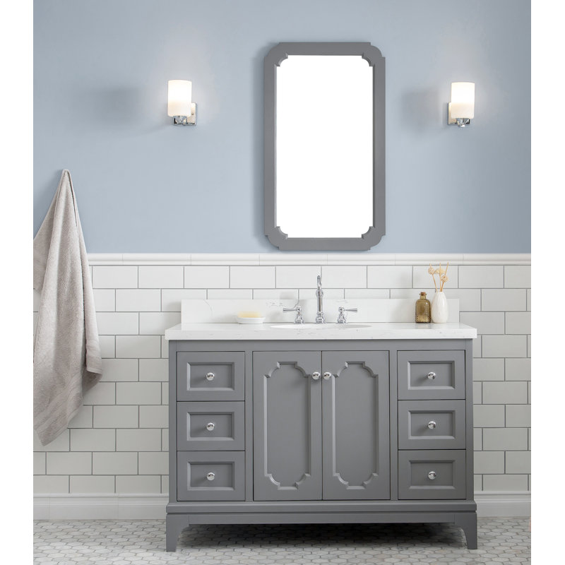Ahart 48'' Single Bathroom Vanity with Engineered Marble Top, Cashmere Gray