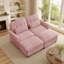 Canapé d'angle modulable deux places en chenille avec 2 poufs, coussin d'assise à bord volanté, accoudoirs arrondis et coussins lombaires, assise moelleuse et confortable pour appartement, salon, salon, rose-1184537347-1184537356-1184537358