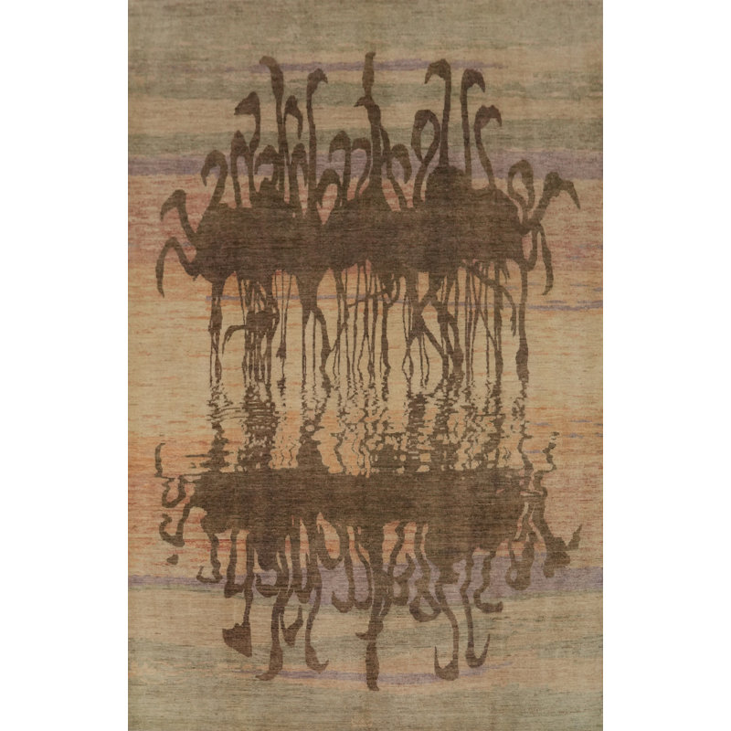 Tapis à motif de teinture végétale Art Deco 9 x 12