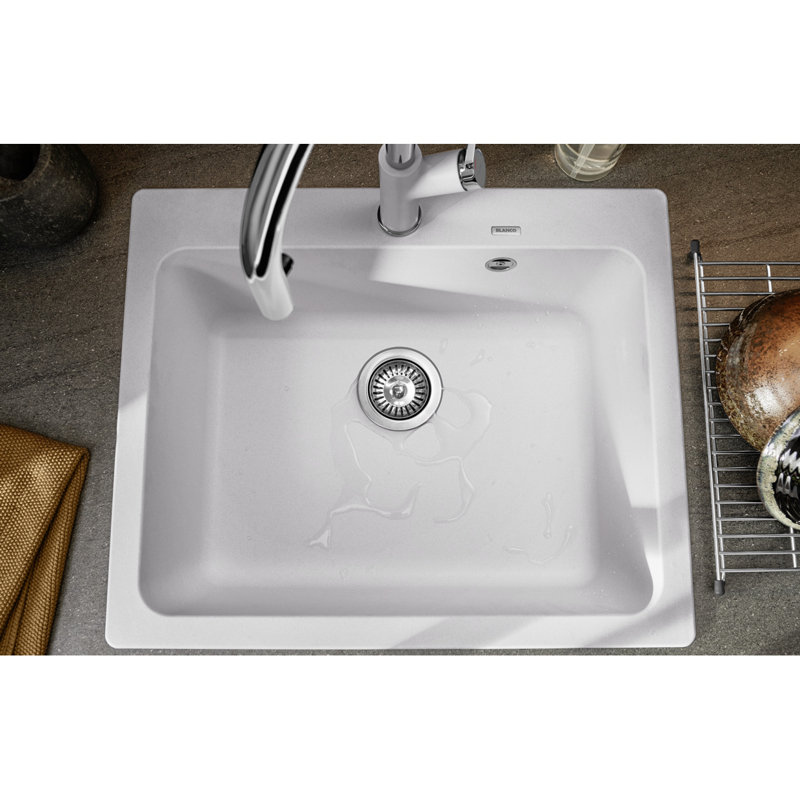 Naya Single Bowl Inset Kitchen Sink, White