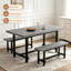 Ensemble de salle à manger industriel 7 pièces pour 6 personnes, grande table de cuisine de 180 cm (70,9 po) avec 6 chaises rembourrées à dossier incurvé-1349250909
