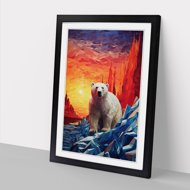 XYZ-FRM-V1223-5207 Polar Bear Orphism - Single Picture Frame Print on Wood, 64cm H x 46cm W x 2cm D, Black