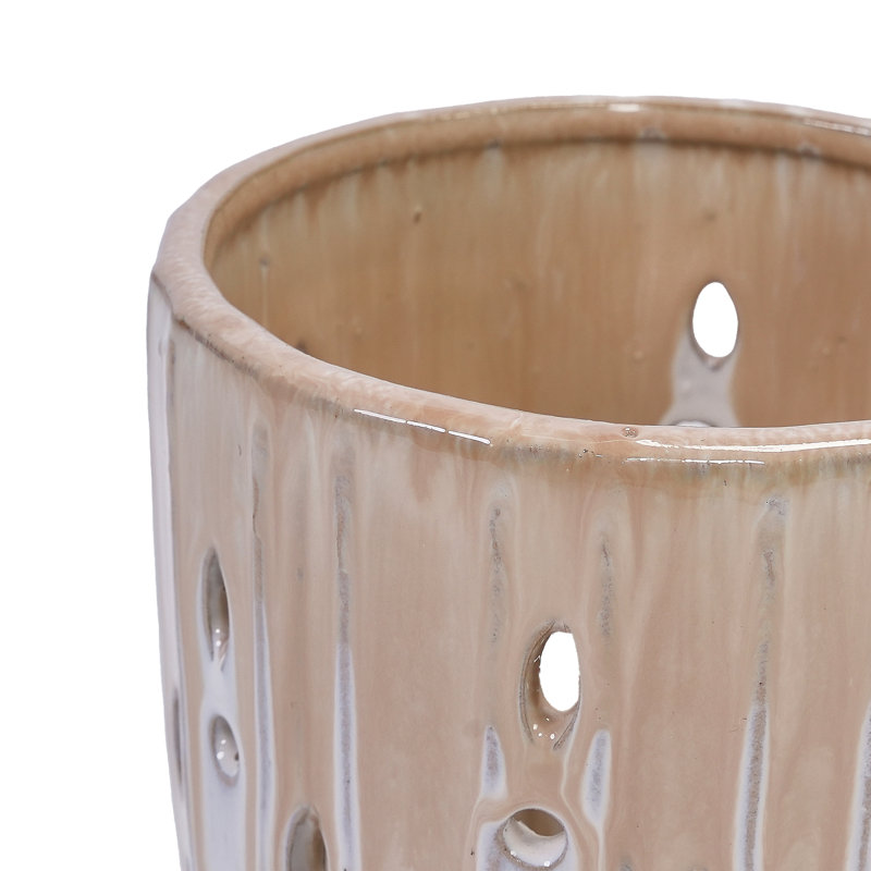 Ensemble de 2 pots de fleurs en céramique avec trou de drainage, pot à fleurs moderne de 8 po pour patio, jardin, rebord de fenêtre