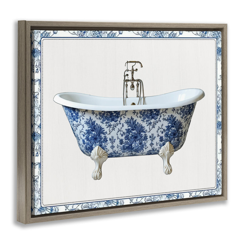 Cadre flottant de baignoire Vintage Chinoiserie, design par lettré et doublé, Cadre flottant orme Montalcino