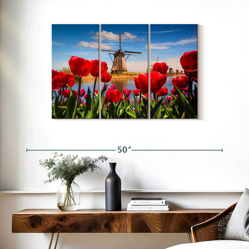 Harnek Tulips Windmill, 24" H x 38" W
