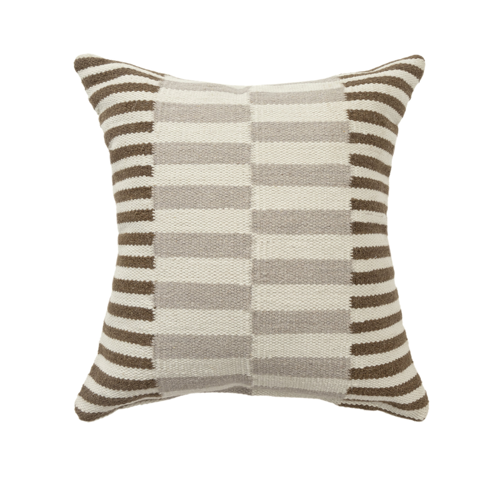 Atelier Contemporary Geometric Hand-Woven Throw Pillow, Brown/Gray, Pillow Cover Only - No Insert, Square 24"H x 24"W