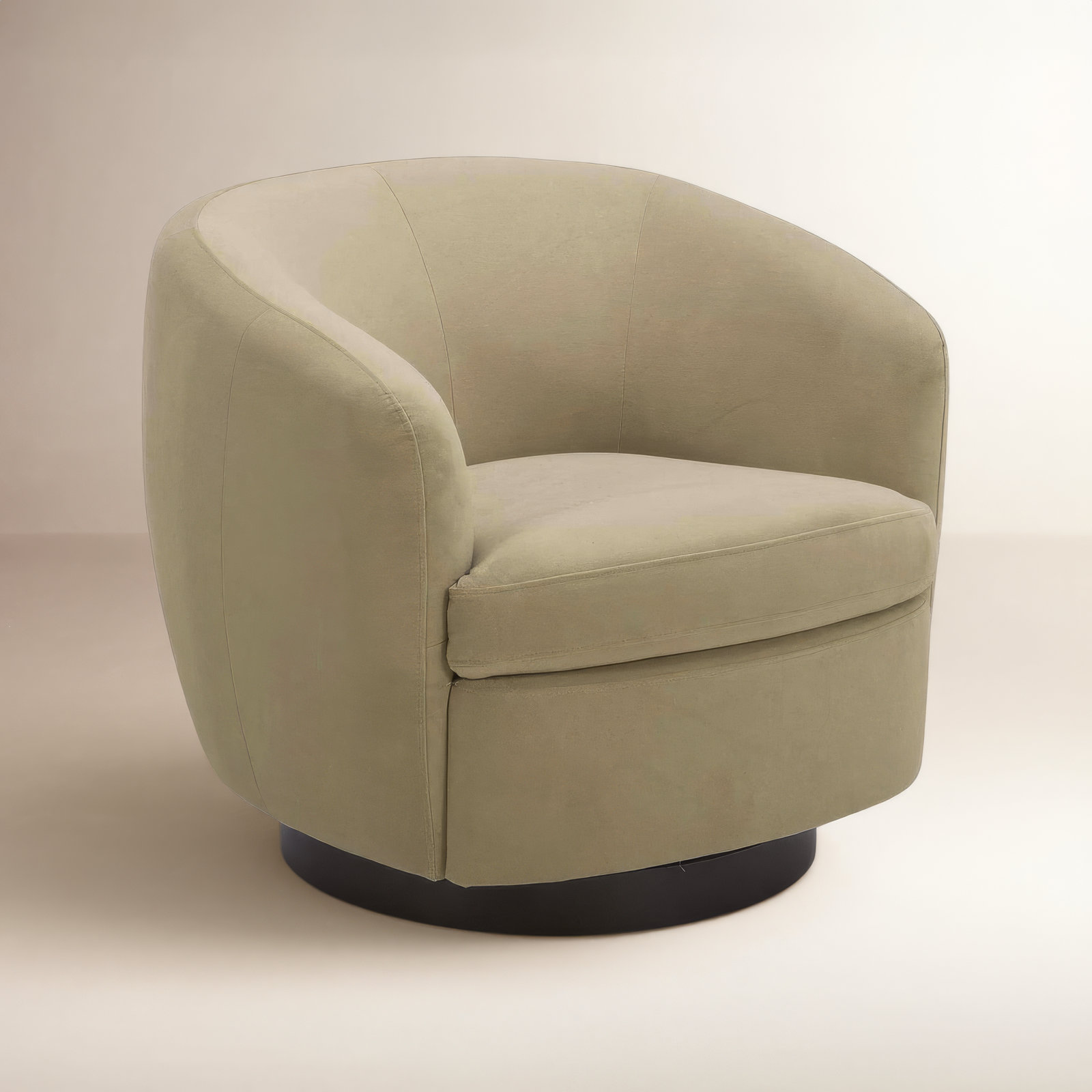 Marcy Upholstered Swivel Barrel Chair, Vesper Sand Velvet