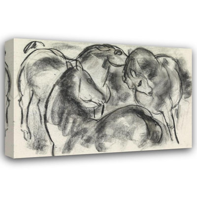 "Croquis de trois chevaux" par Leo Gestel - Toile tendue avec châssis