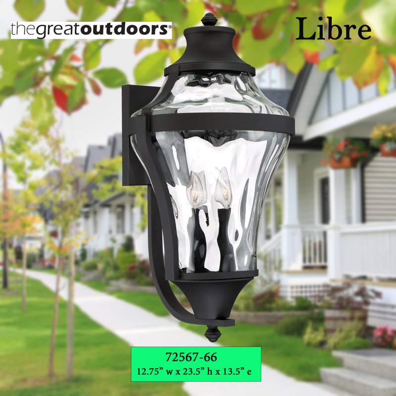 Lanterne murale d'extérieur noire à 4 ampoules Curcio, H 23,5 po x l 12,75 po x P 13,5 po