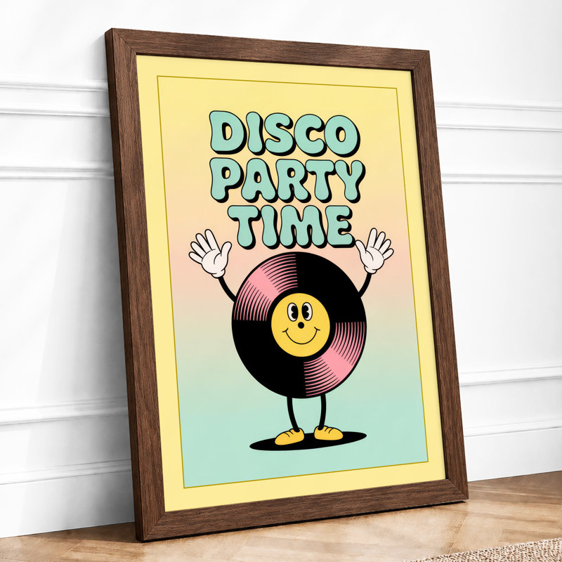 Disco Party Time Retro - Framed Print, Walnut, A1 - 84.1 x 59.4 cm