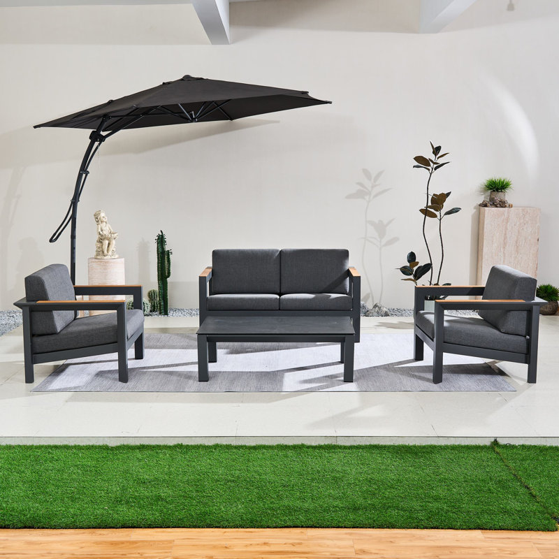 Ensemble de patio complet 4 pièces avec coussins