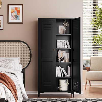 Storage Cabinet With Feets-Metal Home Kitchen Pantry Cabinets With Doors And Adjustable Shelves,Organization Locker For Cupboard/Bedroom/Dining/Living/Bathroom/Office/Garage Room