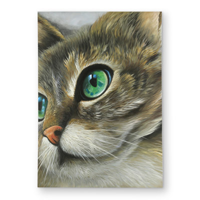 Peaceful cat portrait - Hyperrealist green outdoor area rug