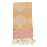 Orange Scallop Stripe Turkish Cotton Towel