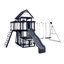 Backyard Discovery Canyon Creek White Cedar Wood Swing Set with Wave Slide, Clubhouse, Rock Wall, and Play Kitchen