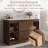 48" Mid Century Bathroom Vanities With Brown Wood Texture, White Ceramic Table Top-64414943