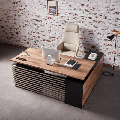70.87IN 78.7IN 86.6INAdjustable Height L Shaped Executive Desk w/7Cabinet Storage, Custom Size & Color, Home Office Desk w/Universal Charging Ports,La by Hokku Designs