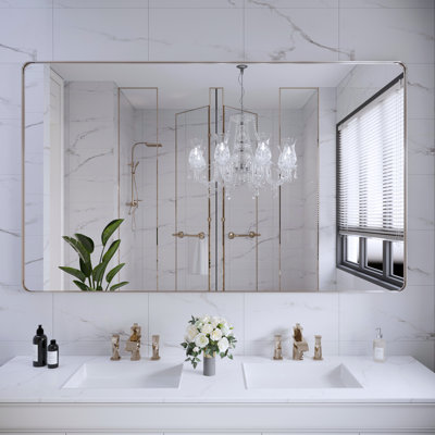Lesamuel Filleted Corner Wall Mounted Bathroom and Vanity Mirror With Aluminum Frame