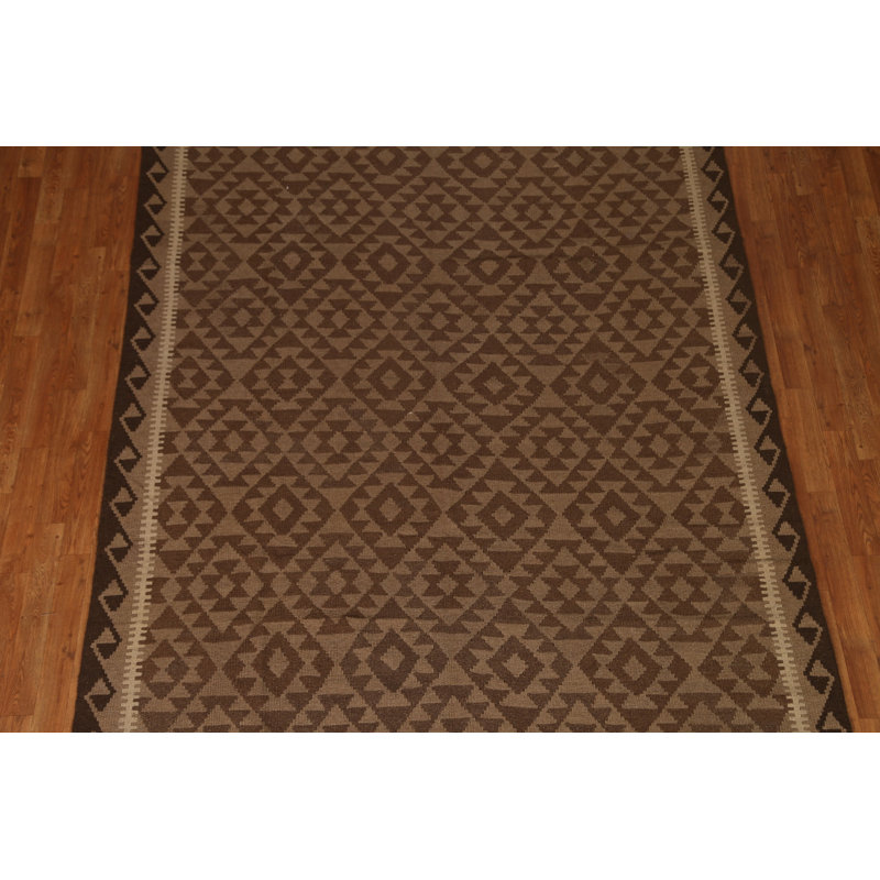 Tapis géométrique brun Kilim 7 x 10