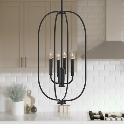 Luminaire suspendu cage noir mat à quatre lumières Reines