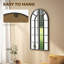 Aaren Modern Arch Window Wall Mirror for Living Room Bedroom, 110x65cm, Black