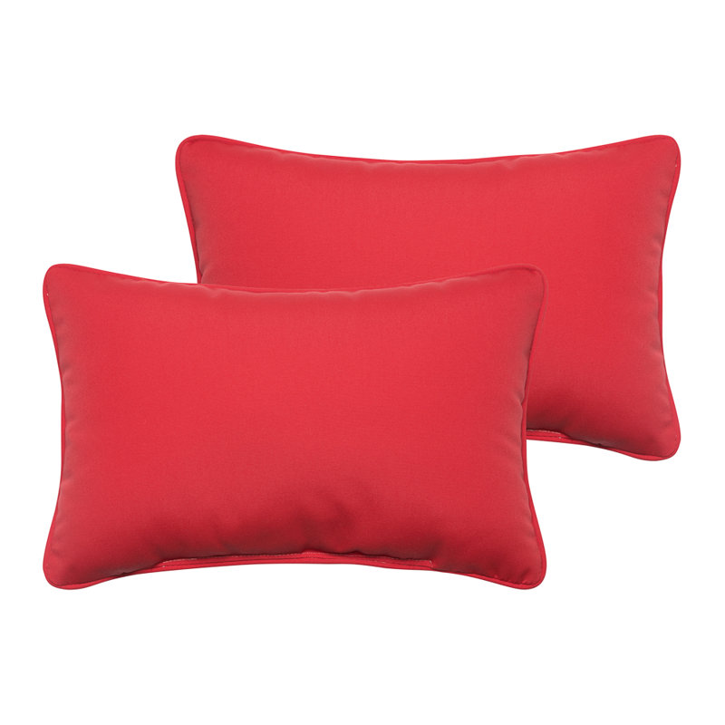 Ensemble de 2 coussins d'extérieur Sunbrella, Sunbrella - toile rouge Jockey, 12 in H x 18 in W x 6 in D