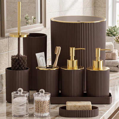 10-Piece Coffee-Colored Bath Accessory Kit