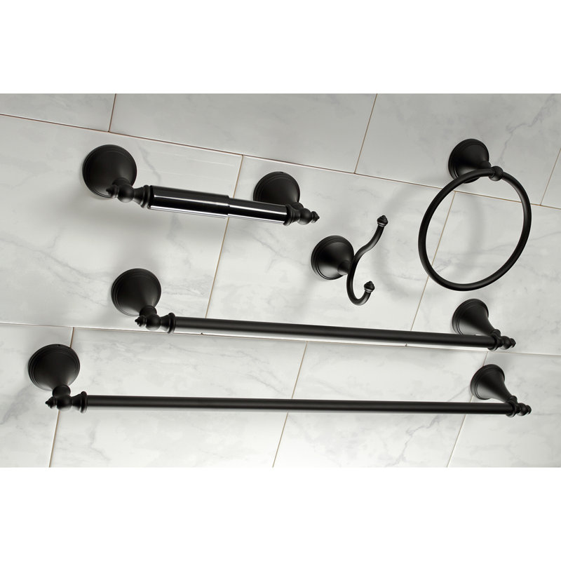 Kingston Brass Naples 5-Piece Bathroom Hardware Set, Matte Black