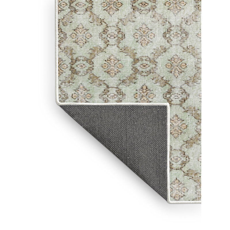 Tapis traditionnel beige / vert content, Rectangle 5 pi x 7 pi