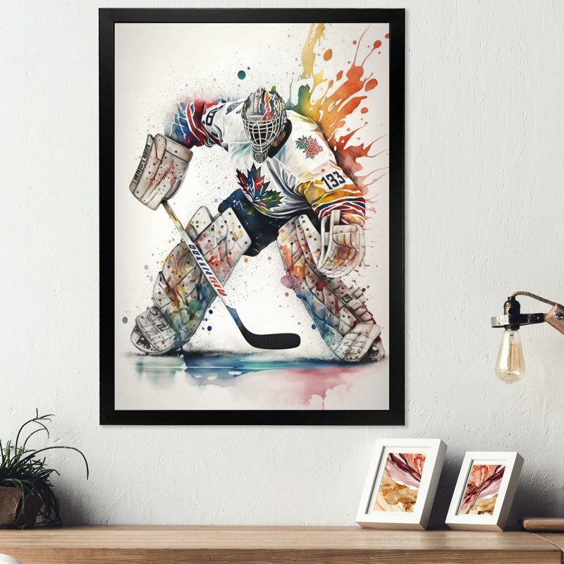 Hockey Hockey II - Impression sur toile, Impression noire sur toile encadrée, H 20 po x l 12 po x P 1 po
