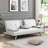 Sofa Bed With Armrest Two Holders WOOD FRAME, STAINLESS LEG, FUTON WHITE PVC