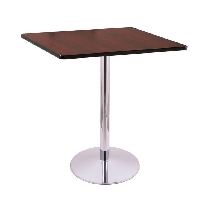 Bar Height Pedestal Table, Chrome, 36" x 36"