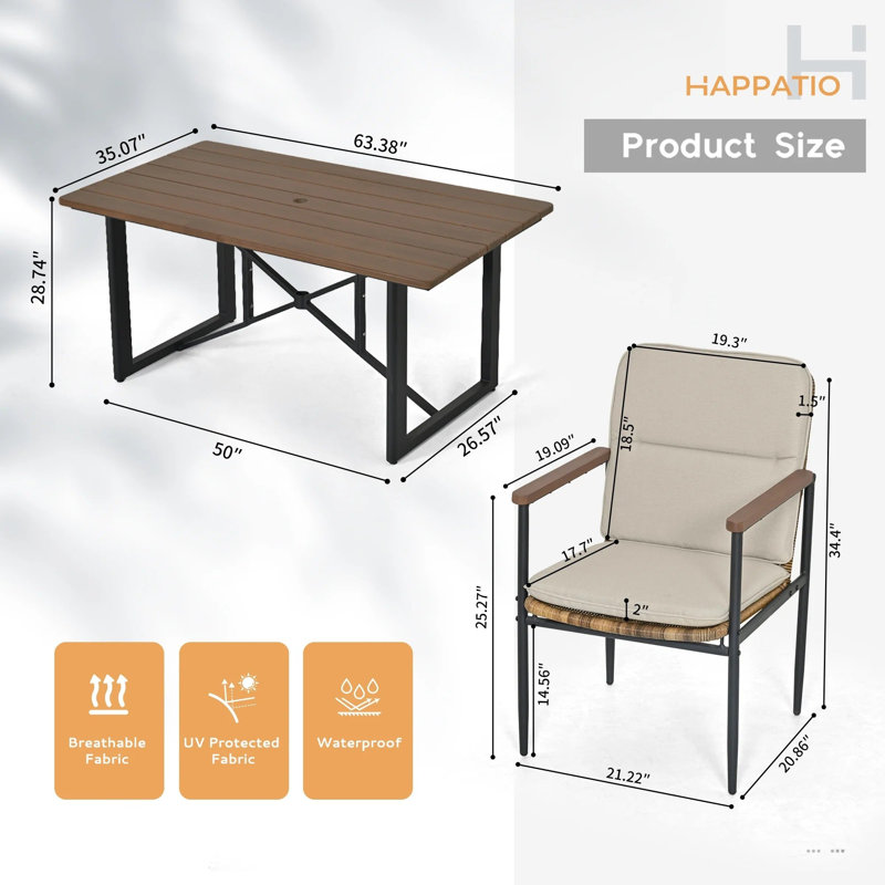  7-piece Outdoor Patio Dining Set include 6 Aluminum Armchairs