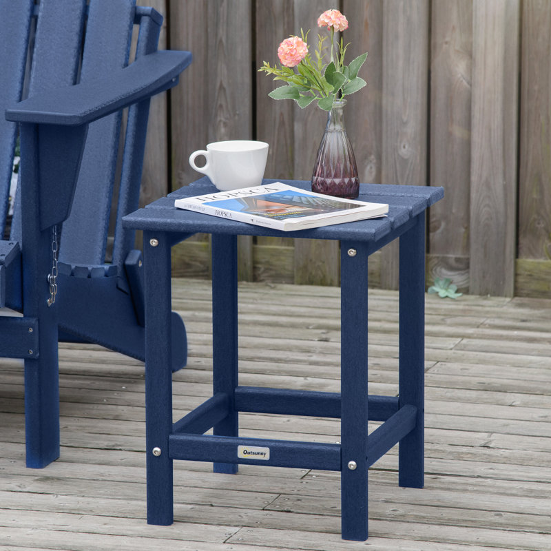 Blue HDPE Plastic Square Outdoor Side Table