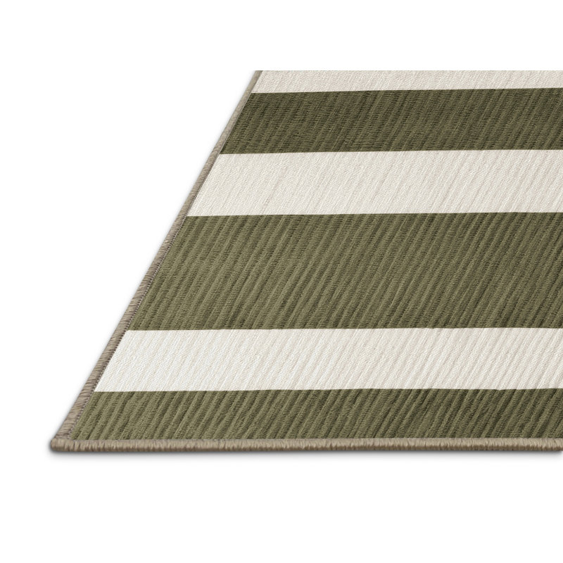 Tapis brun à rayures horizontales lavable à la machine, Rectangle 5 pi x 7 pi