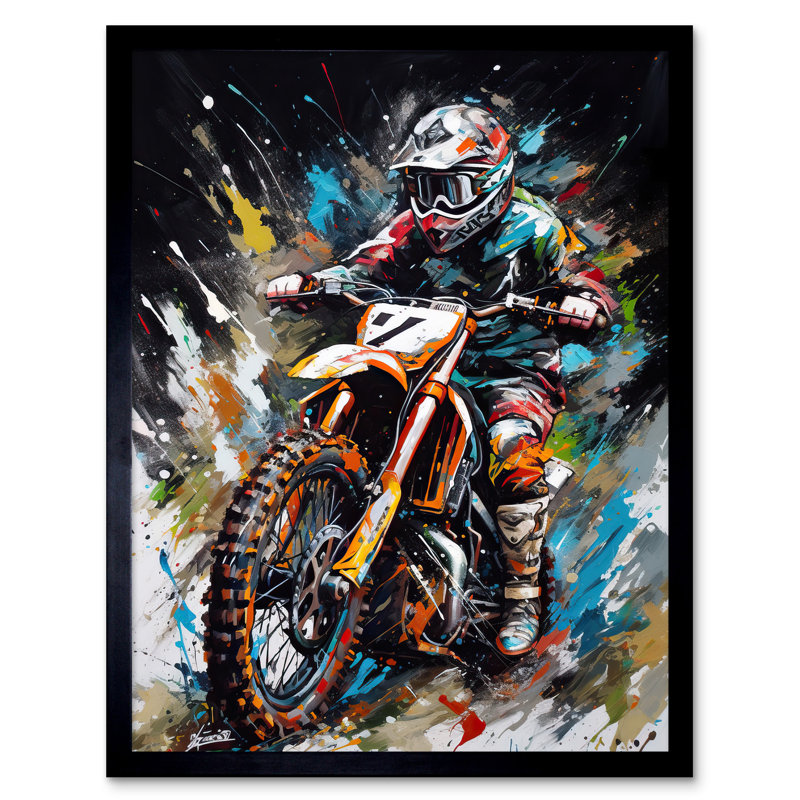 Loubert Motocross Race Driver Number 7 Racing Action Shot - Single Picture Frame Print