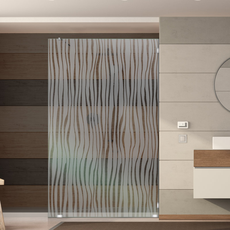 Écran de douche en verre trempé sans cadre avec effet givré permanent l 25-1 / 2 po x H 75 po, Gauche, Semi-privé